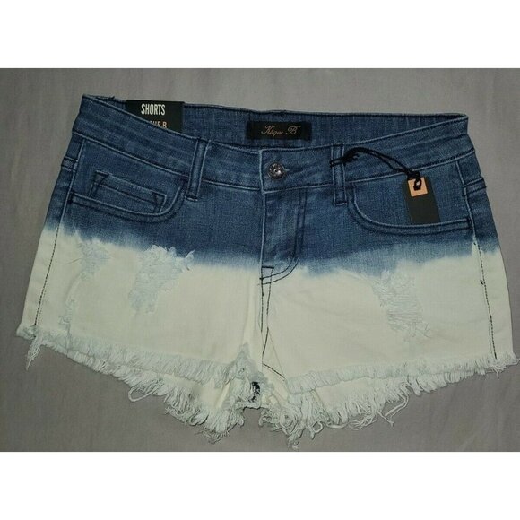 Klique B Distressed Cut Off Ombre Bleached Shorts - Picture 1 of 4